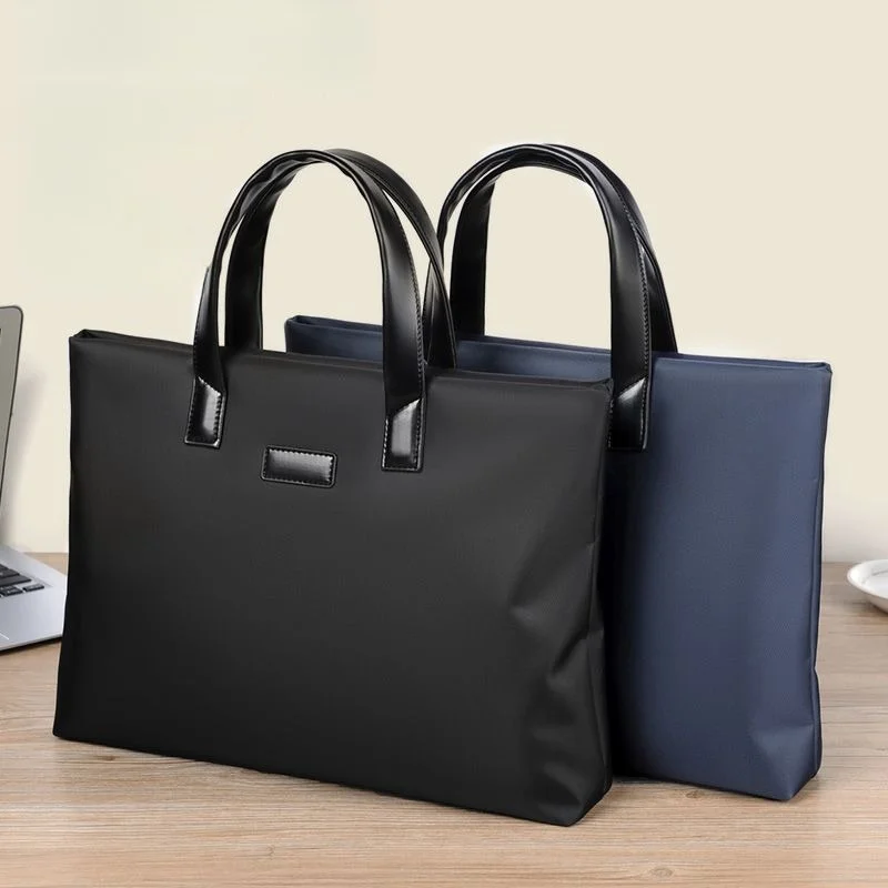 Hand Carry Document Bag Zipper Document Pouch Business Briefcase Men Simple Meeting Bag Office Handbag File Folder Organizer