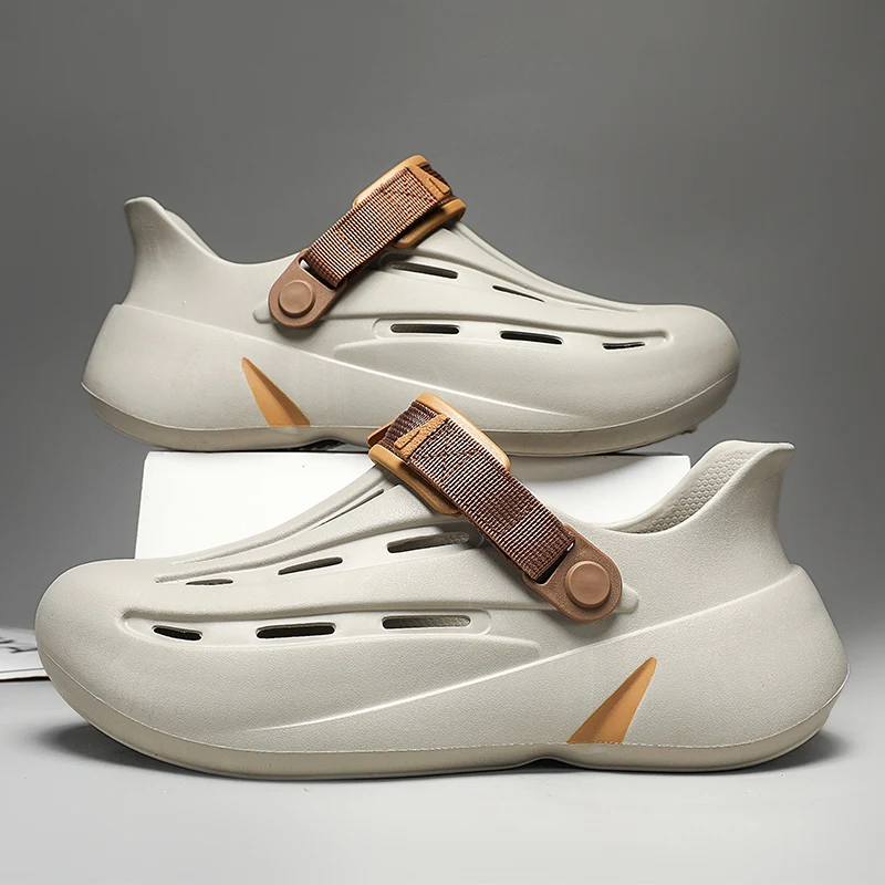 

Fashion Men's Slippers Breathable Clogs Beach Outdoor Sandals Slides Summer New Men Non-slip Garden Shoes Driving Male Slippers