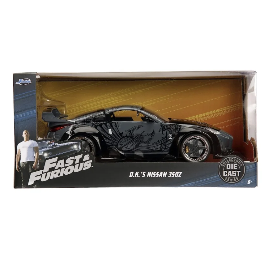 Jada Toys Fast & Furious 1:24 D.K.\'s Nissan 350Z Die-cast Car, Toys for Kids and Adults, Grey and Black