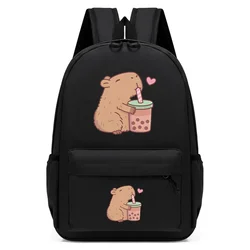 Cute School Backpack for Student Capybara Bubble Tea Schoolbag Boy Girl Kindergarten Children Backpack Cartoon Bagpack