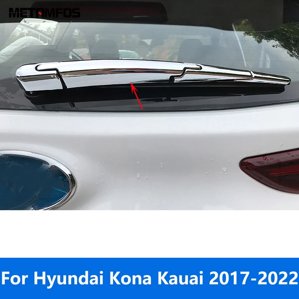 

For Hyundai Kona Kauai 2017-2021 2022 Chrome Rear Window Wiper Cover Trim Windshield Wash Strip Exterior Accessories Car Styling