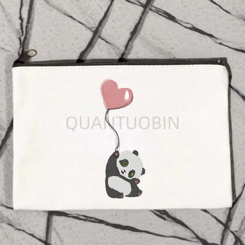 Panda Canvas Make-up-Tasche, tragbare Reise-Kosmetiktasche mit Reißverschluss, leichte Damen-Münzbeutel, Damenmode