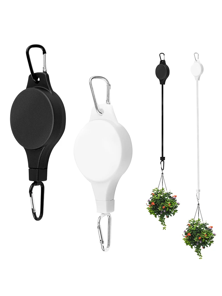 Adjustable Retractable Plant Pulley Heavy Duty Hook For Indoor Outdoor Flower Basket Green Plant Hanging Gardening Supplies