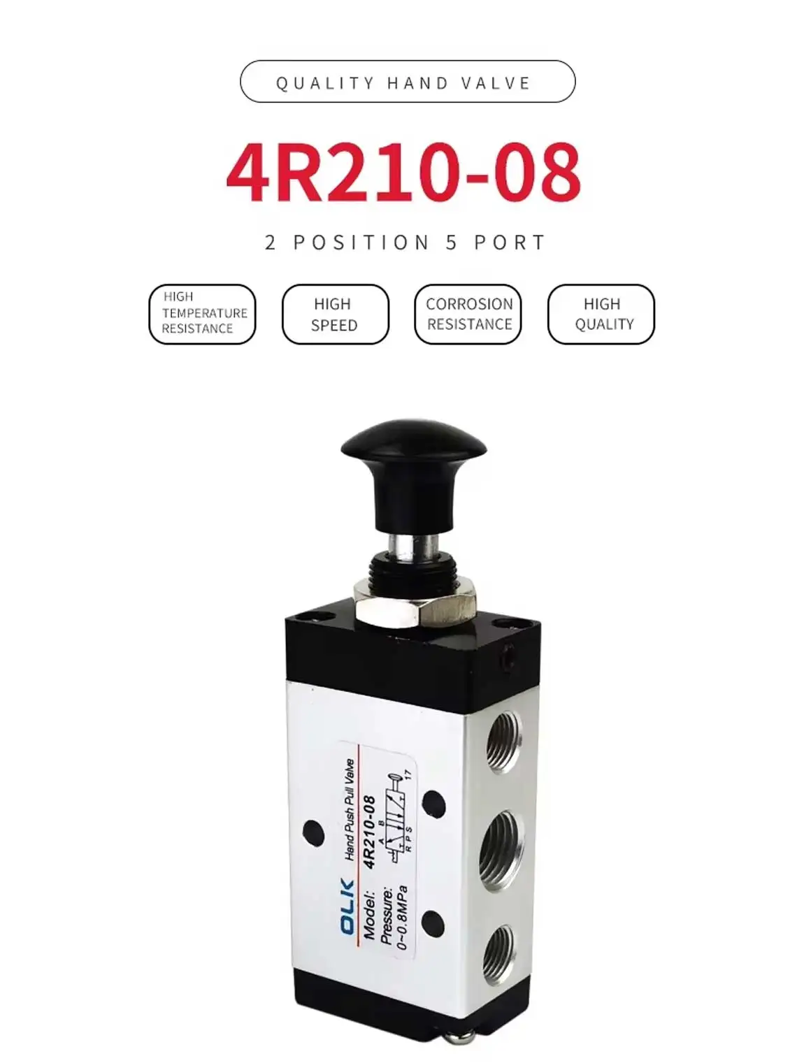 Detalhe 1 de Válvula solenoide 2 Way 5 Position 4R210-08 Push-pull Mechanical Control Valve Manual Valve Pneumatic Switch Of Directional Pneumática