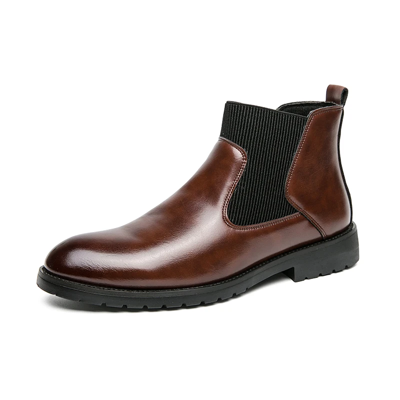 Botas Chelsea para Hombre, zapatos de vestir a la altura del tobillo, resistentes al desgaste, color negro, otoño