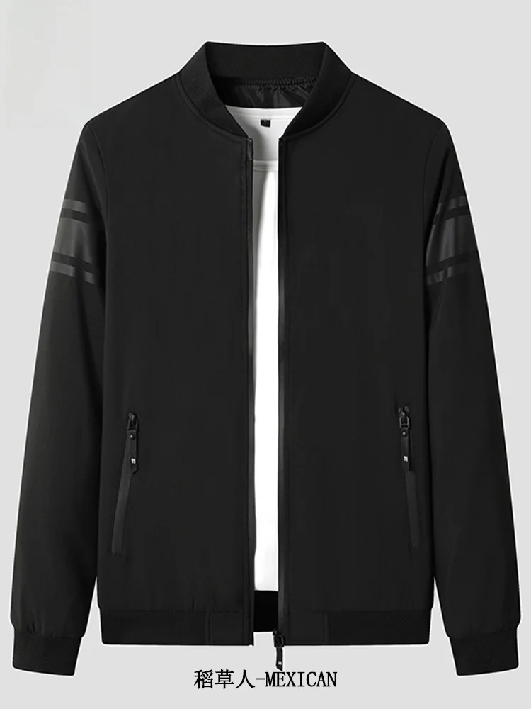 

Мужская приталенная куртка, весенне-осенняя модная корейская воротник-стойка, спортивная повседневная универсальная молния, украшенная полиэстером...