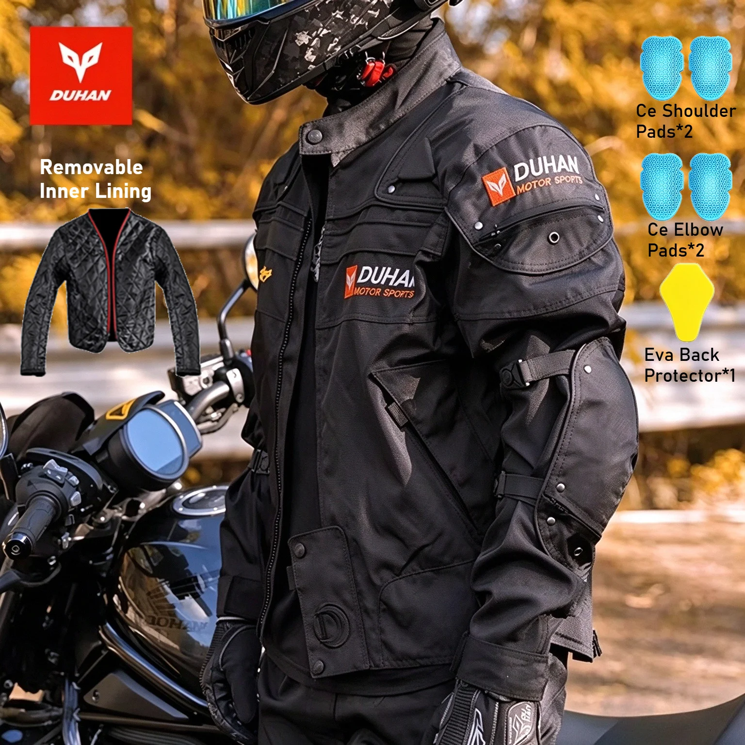 DUHAN Motorcycle Jacket Men Women Racing Jacket with Removeable Lining Body Armor Motocross Jacket Moto Chaqueta Four Seasons