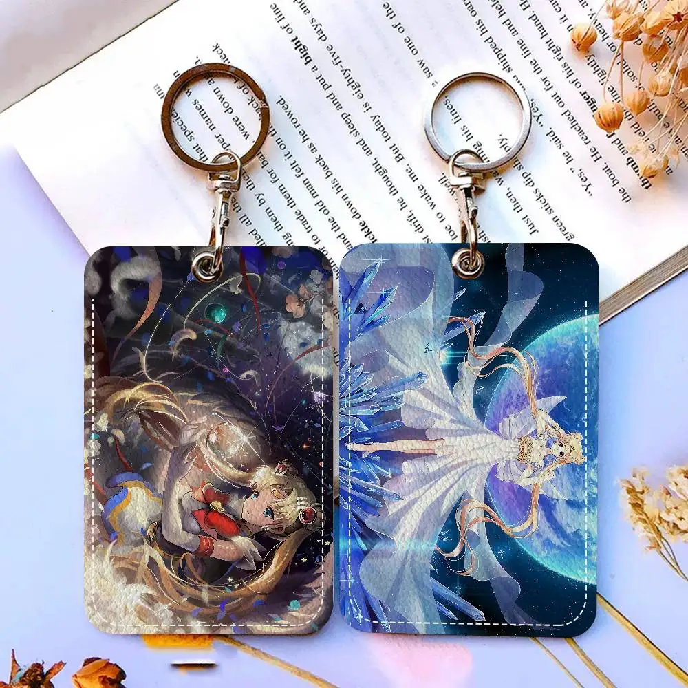 Anime R-Role S-Sailor M-Moon Keychain Card Holders Keyring Bank Bus ID Credit Cards Key Ring Chains