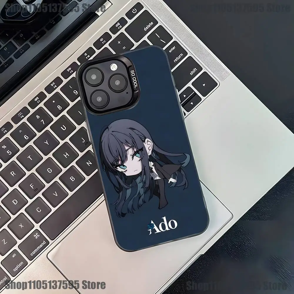 حافظة هاتف Ado Cartoon K-Kyogen X Uta لهاتف iPhone 16,15,14,13,12,11,Pro,XS,Max,Plus,Mini,SE4,E غطاء أسود غير لامع مقاوم للصدمات