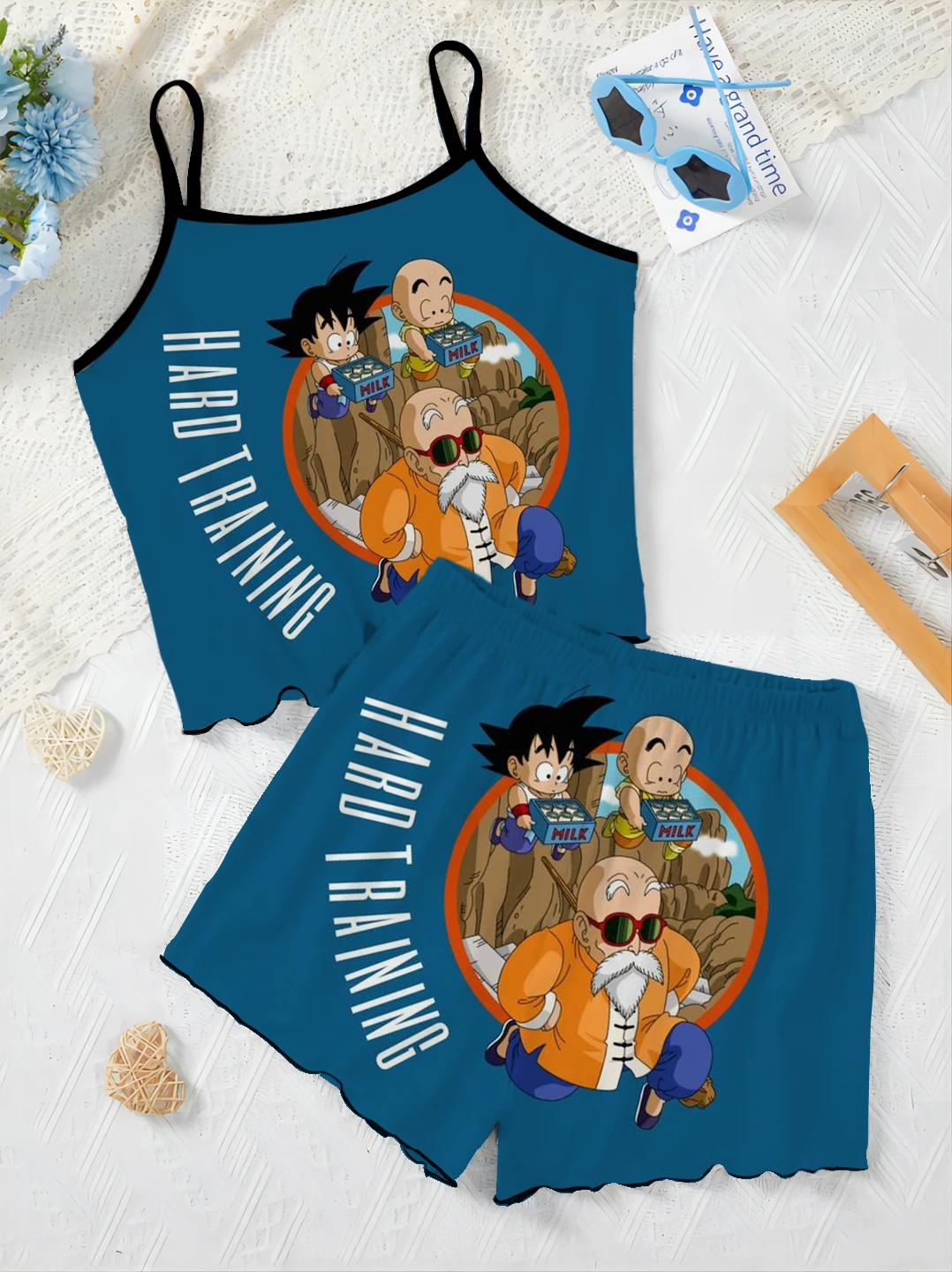 Vegeta Son Goku set da donna eleganti Top Home Dress gonna pigiama superficie in raso Dragon Ball lattuga Trim t-shirt pezzi Top corto