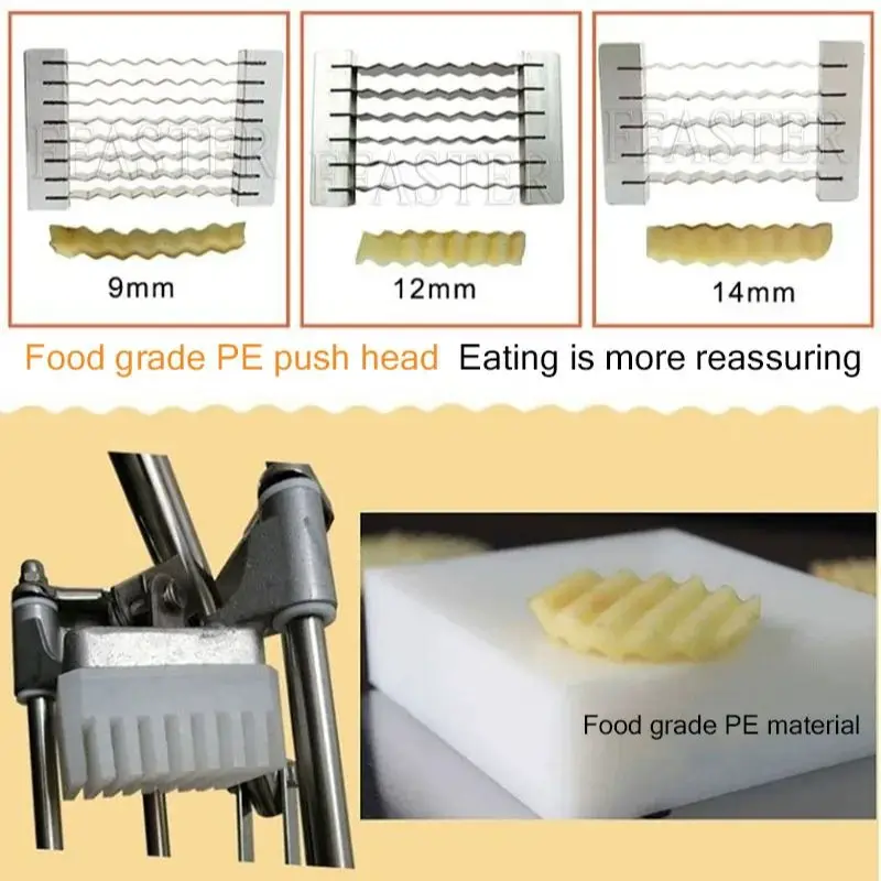 Roestvrijstalen Commerciële Handleiding Golvende Aardappelchips Cutter Frietjes Groente Fruit Snijmachine