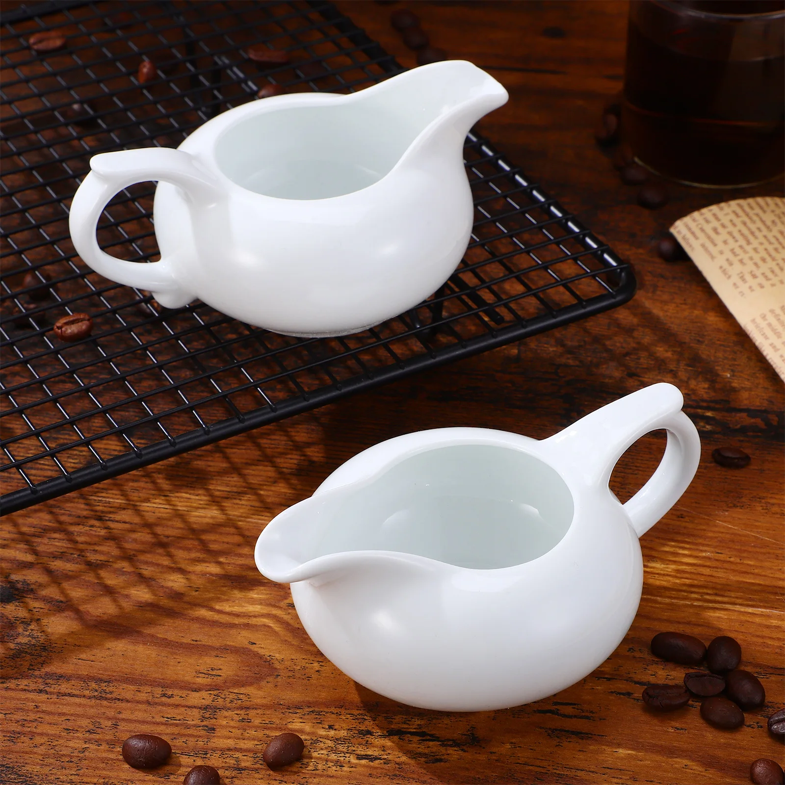 3Pcs Latte Art Pitcher Set Premium Ceramic Frothing Jug for Coffee Steaming Measuring Pouring Precise Control Tool Kit