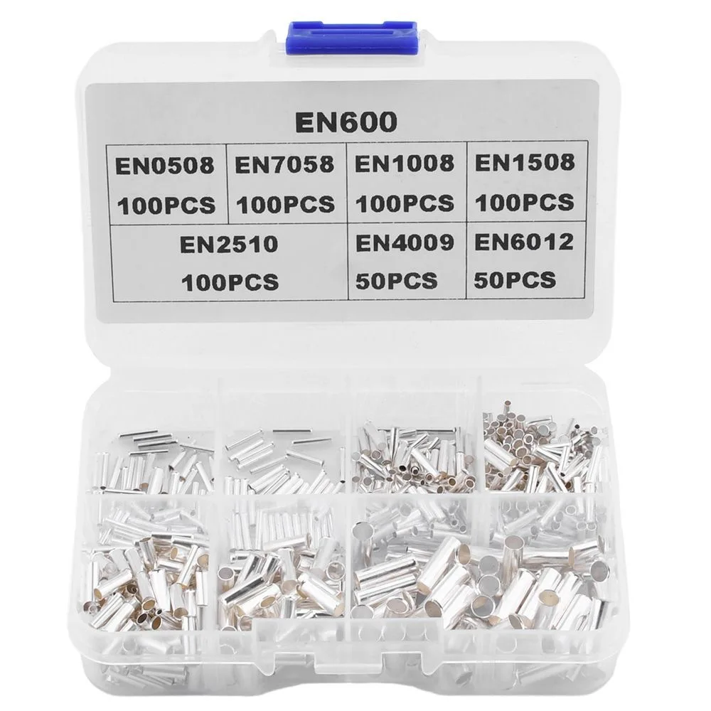 600/700pcs Bare Terminal Tubular Wire End Ferrules Mix Size Uninsulated Cable Sleeves Simple for Wire Connection Pin Crimp