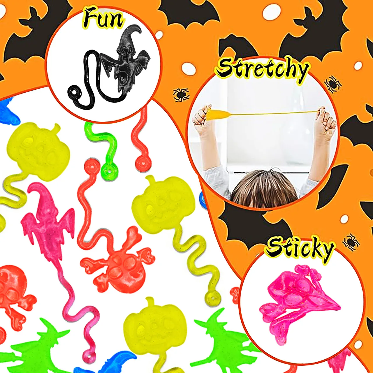 10-20 قطعة ألعاب يدوية صغيرة لزجة الهالوين محاكاة ساخرة اليقطين الجمجمة الخفافيش شبح مطاطا بسط لزجة لعبة اليد الأطفال هدايا الحفلات