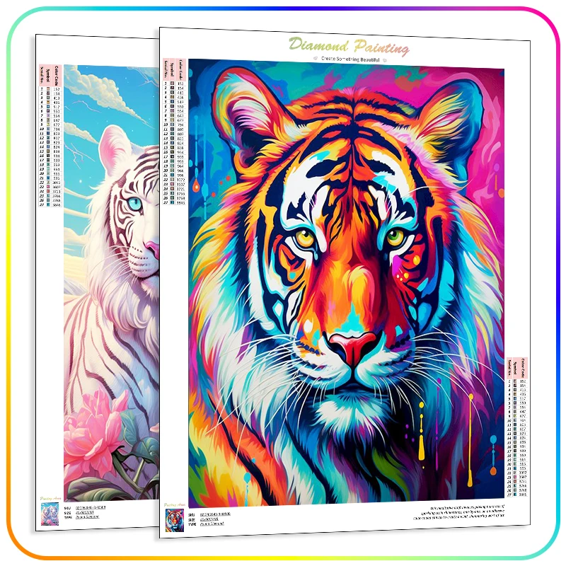 

RUOPOTY Diamond Painting Full Square Drill Animals Tiger Flower Art Rhinestones Classic Original Gifts Cross Stitch Kits Home De