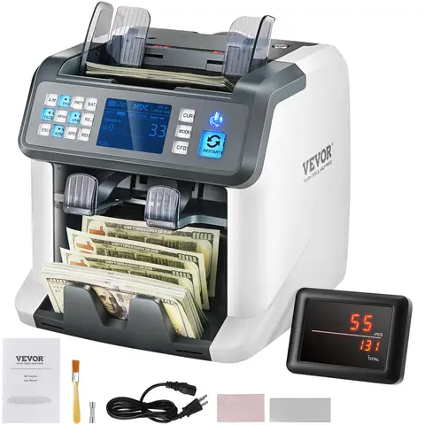 SucceBuy 1200 Pcs/Min Money Counter Business Cash Register Bills Counterfeit Detector 2 CIS/UV/MG/IR/DD/SN Function Bank Store