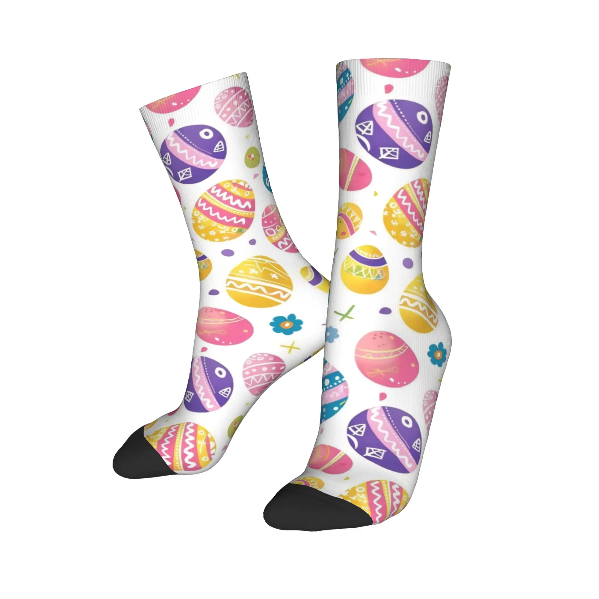 

Cool Happy Easter Eggs Basketball Socks Polyester Long Socks for Women Men Sweat Absorbing