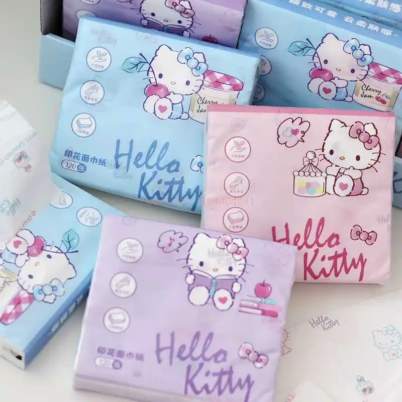 Nuovo disponibile Hello Kitty tessuto per il viso cartone animato stampato piccola borsa di carta velina per un facile trasporto acqua assorbire ammorbidire la pelle