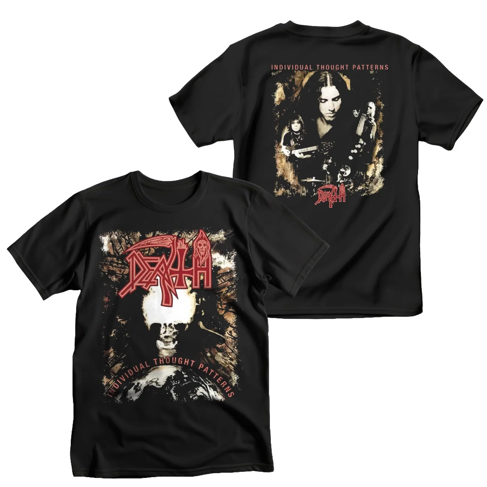 Camiseta con patrones de pensamiento Individual de la muerte para hombres y mujeres, camisetas de banda de Rock de Metal Retro de manga corta, camiseta Y2k, camiseta de gran tamaño, ropa para hombres