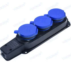 New IP44 16A 3000W EU German 2PE 3W Outdoor Waterproof Outlet Rain Plug with Cover Germany Russia Wireless Extension Power Strip