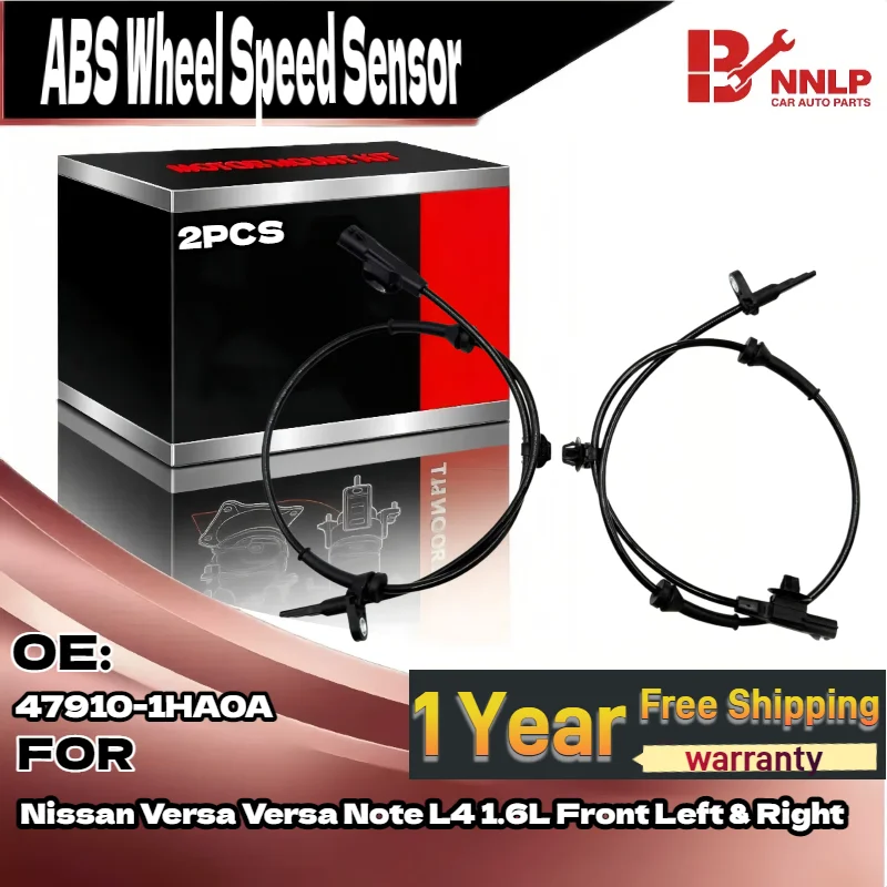 

For 2x ABS Wheel Speed Sensor for Nissan Versa Versa Note L4 1.6L Front Left & Right 47910-1HA0A