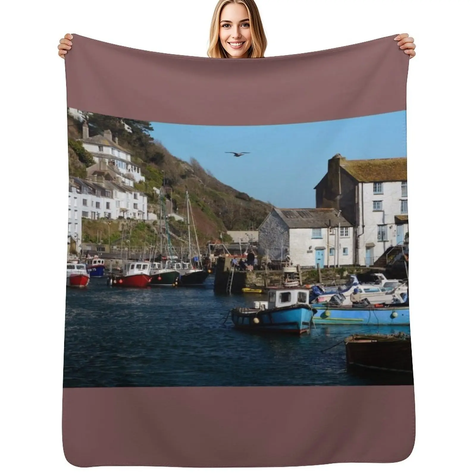 

POLPERRO, CORNWALL. APRIL 2017. Throw Blanket Foldable Soft Warm Blanket for Outdoor Use