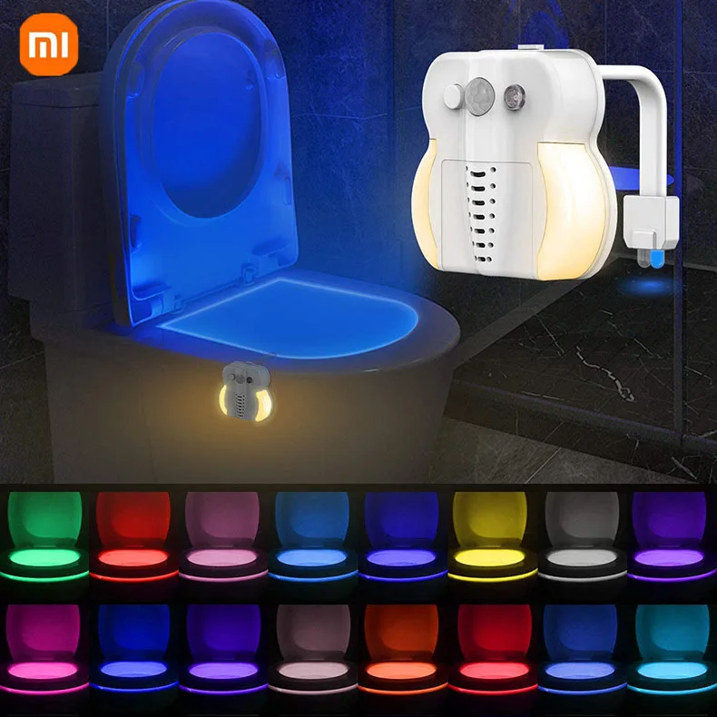 Xiaomi Toilet Bowl retroilluminazione luce notturna RGB con sensore di movimento 8 / 16 colori retroilluminazione alimentata a batteria per la decorazione della toilette della camera da letto