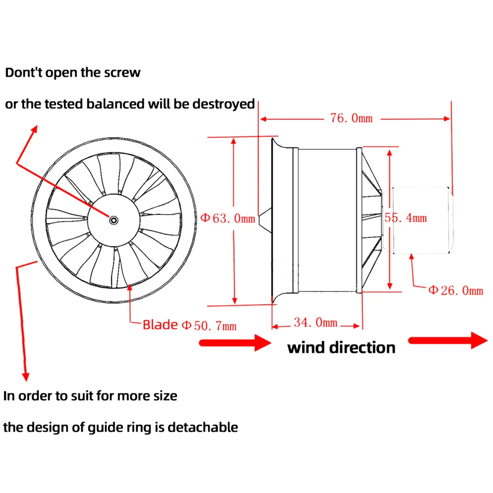 Hélice de Ventilateur Souterrain 3S 11 avec Moteur Sans Balais, Pièces de Rechange pour Modèle d'Avion et Drone RC à Jet, 50mm, 4900KV