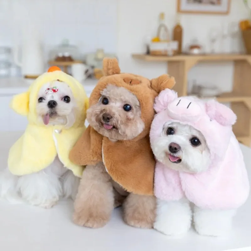 

Christmas Outfit Cosplay Pet Winter Plush Cloak Animal Funny Transformation Outfit Warm Cloak Puppy Coat Blanket Puppy Clothes