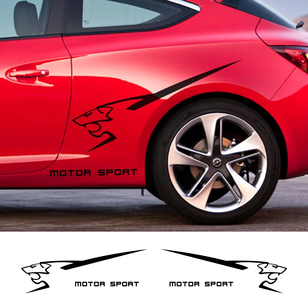 

2Pcs Car Side Stickers Panther Leopard Head Graphics Vinyl Decals for Auto Body Door Motor Sport Racing Exterior Accessories