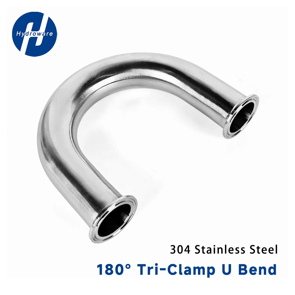 SS304 Sanitary 180 Degree Tri Clamp U Bend Pipe, Weld Ferrule Elbow 19-25-38-51mm, Mirror Polished Food Grade U Type Return Bend