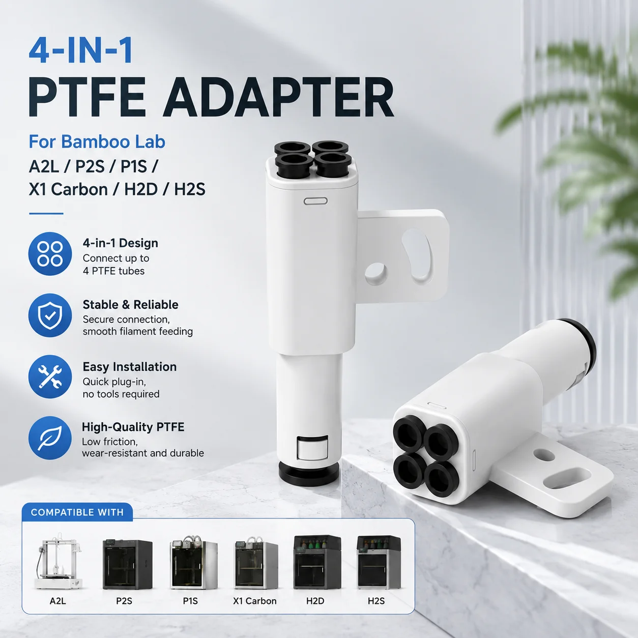 Bambus 4-in-1 PTFE-Rohr MS Lite Filament-Hub mit Fünf-Wege-Schalter für Lab P2S P1S X1 Carbon 3D-Drucker-Teile
