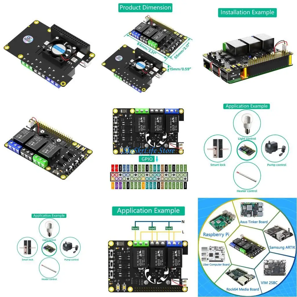 

E65E Expansion Board Power Relays Module for RaspberryPi A+ 3A+ 2B 3B 3B+ Relays