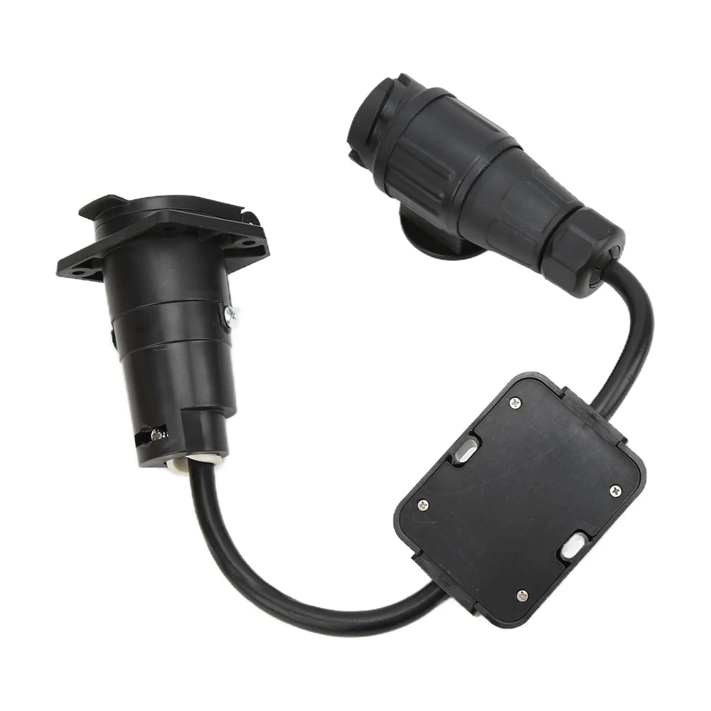 Plastic European 13 Pin To American Style 7 Way Plug Adapter Round Connector RV Trailer Light Electrical Converter Harness 6-24V - view 5