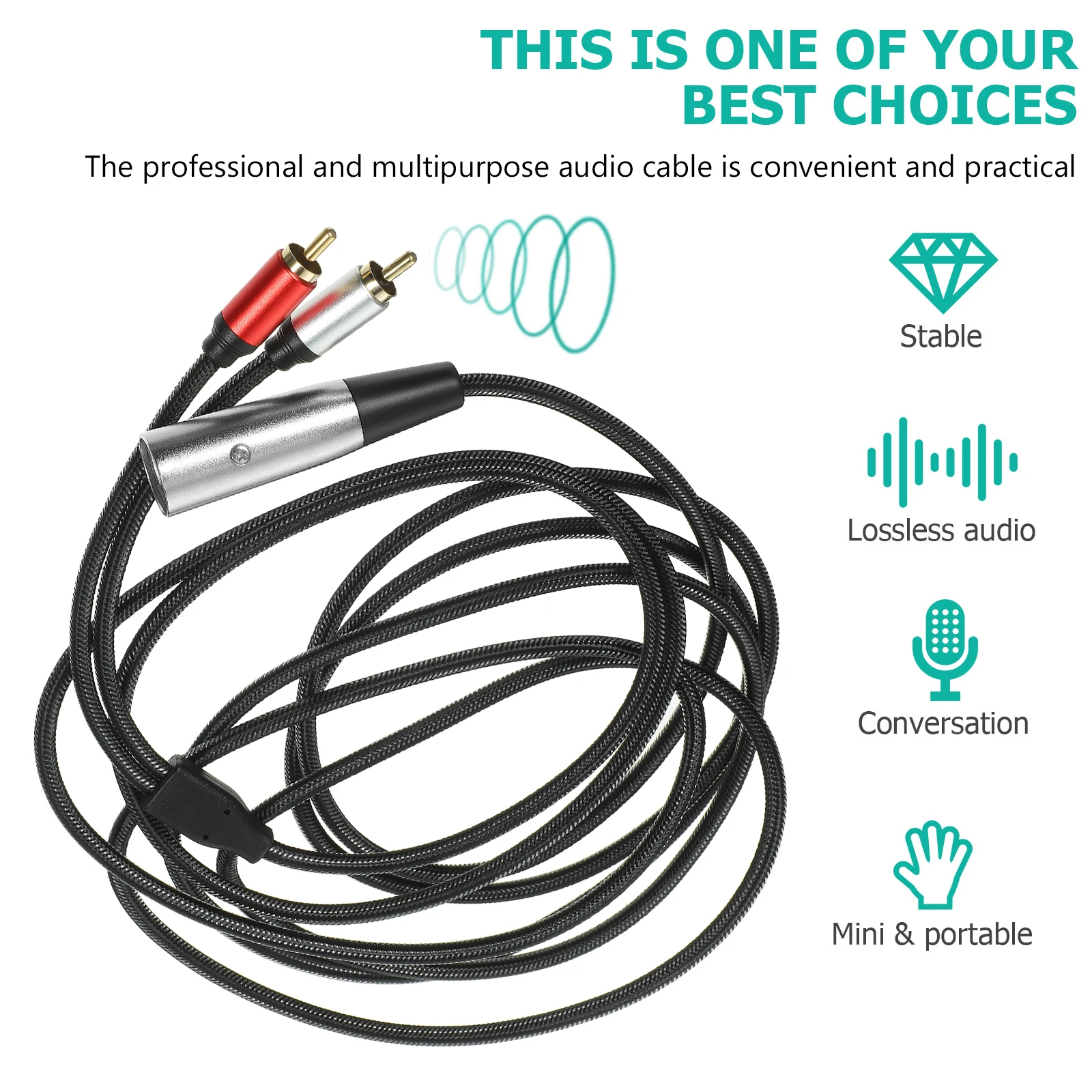 

XLR to RCA Audio Cable 1M Speaker Microphone Sound Equipment Converter Adapter Splitter Earphone Power Amplifier Cord Audio Jack