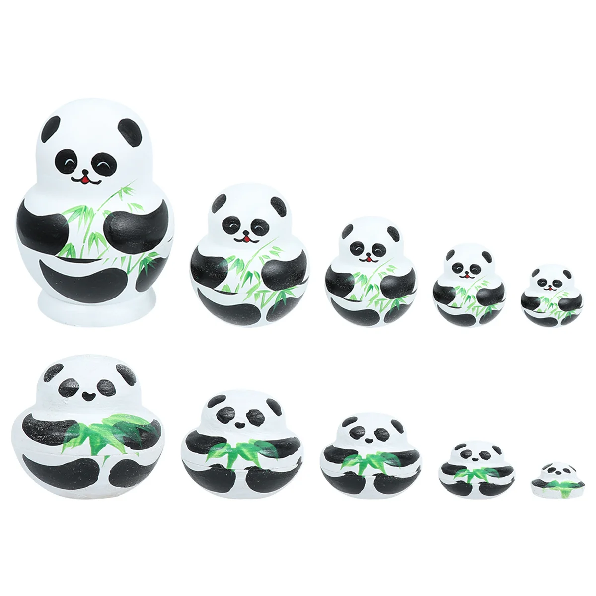 10 lagen houten cartoon nestende volwassenen huisdecoratie cadeau, Russische nestende panda Russisch