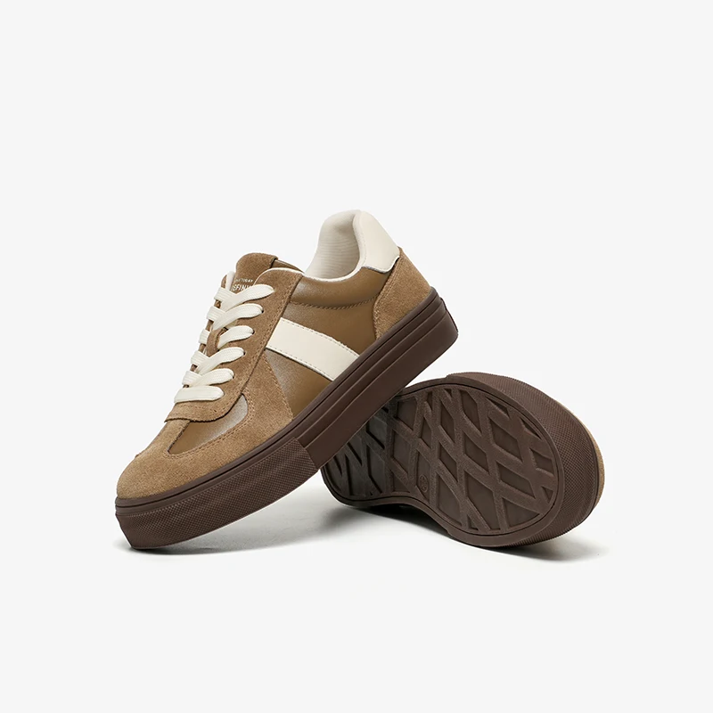 BEAUTODAY Trainning Sneakers Women Cow Suede Leather Lace-up Patchwork Thick Sole Ladies Vulcanize Shoes Handmade 29918 - Image 3