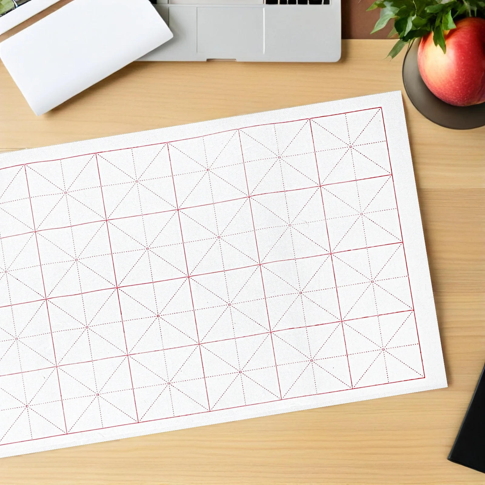 100 ورقة من ورق ممارسة الخط الصيني ورق شوان شبه خام للمبتدئين في الكتابة اليدوية لوازم فنية مقاومة للحبر #6