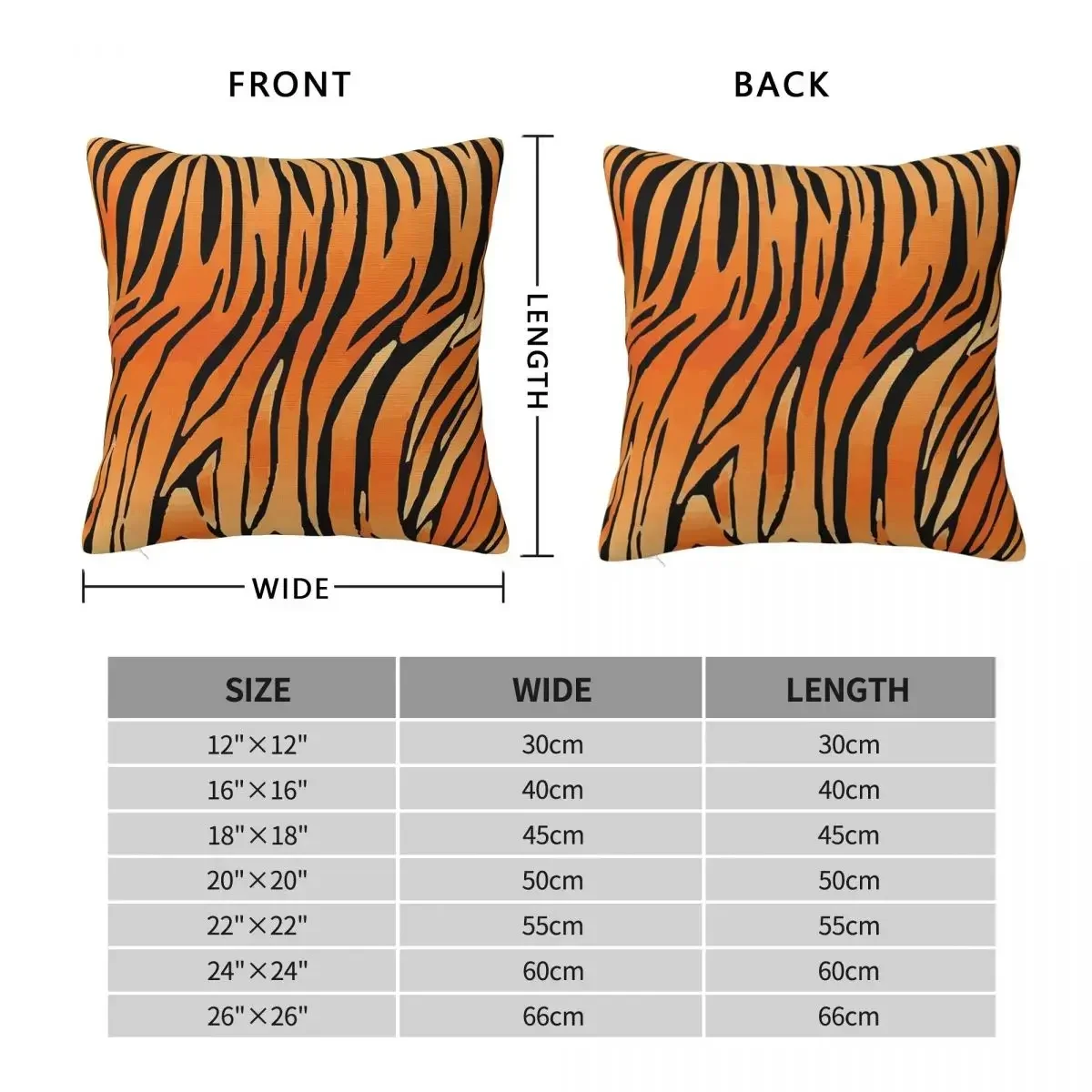 Bengal Tiger Animal Square Pillowcase Pillow Cover Polyester Cushion Zip Decorative Comfort Throw Pillow for Home Sofa