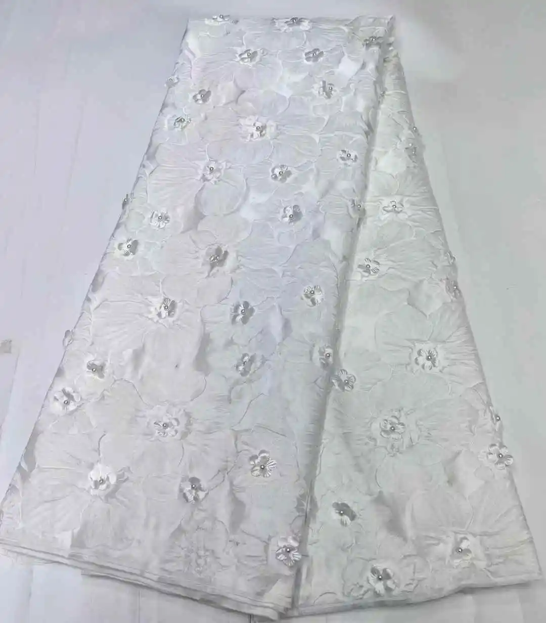 Latest African Lace Fabric High Quality Jacquard Brocade Lace Fabric Nigerian French Organza Lace Fabric For Wedding HD