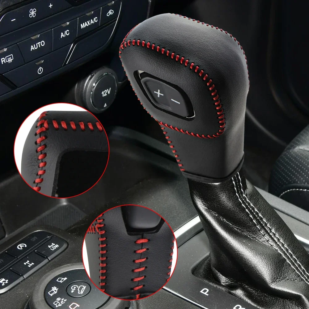 Leather Gear Head Collars for Ford Everest Ranger 2020 2021 2022 Car AT Gear Shift Knob Cover Accessories