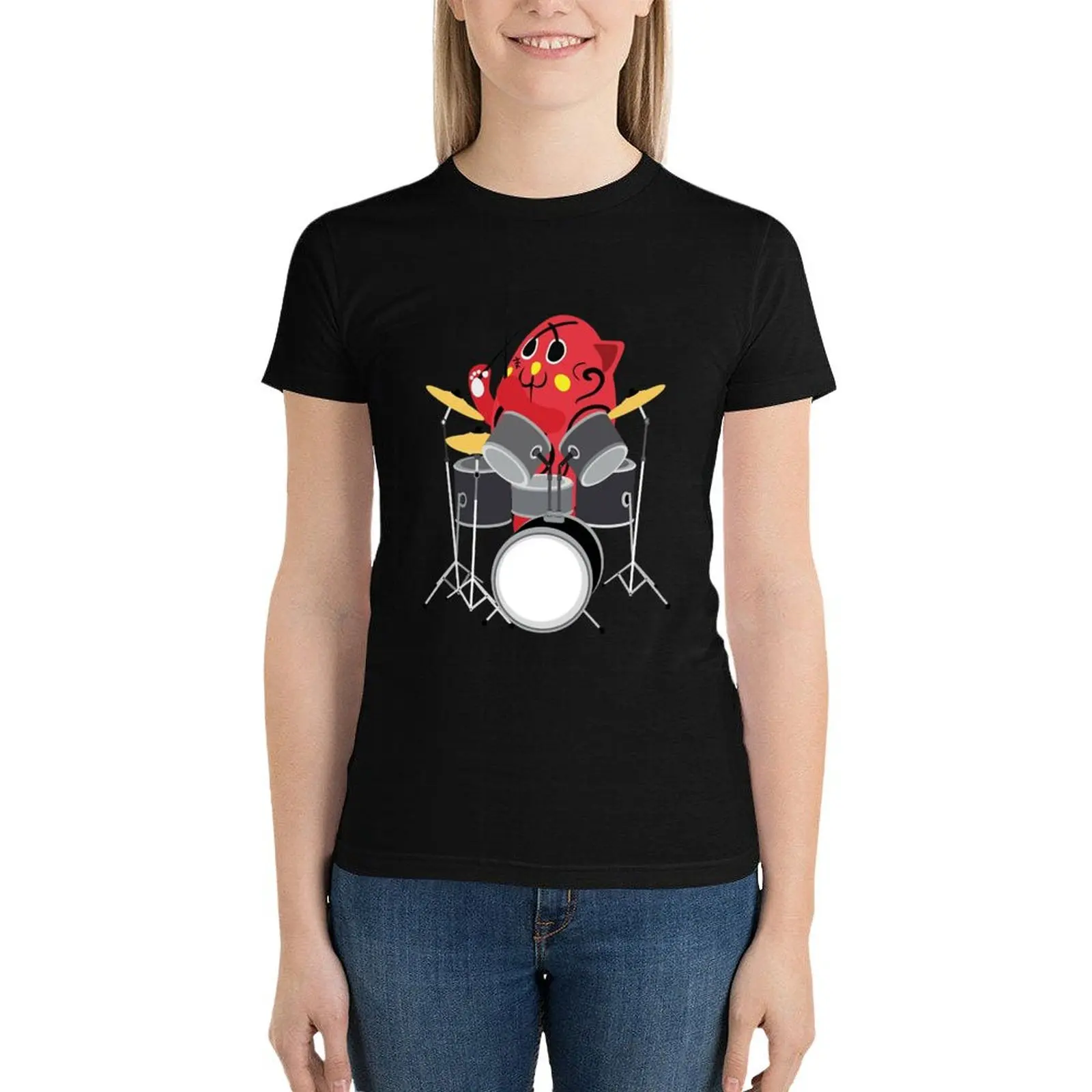 

Nyango Star Mascot Drummer T Shirt-4500 T-Shirt animal print shirt for girls kawaii clothes Women's cotton t-shirt