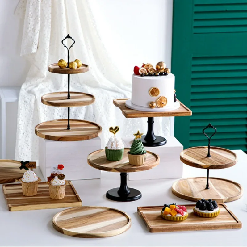 

Wooden Multi-layer Dessert Display Stand Dried Fruit Tray Snack Dish Wedding Birthday Party Candy Dried Fruit Tray Decorations