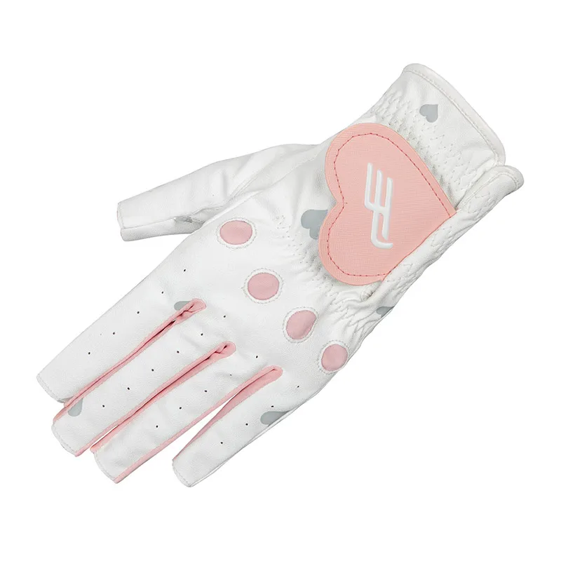 PLAYEAGLE PU Leather Lady\'s Gloves Golf Breathable Tipless Figer Non-slip 1 Pair  -Pink, Gray, Yellow