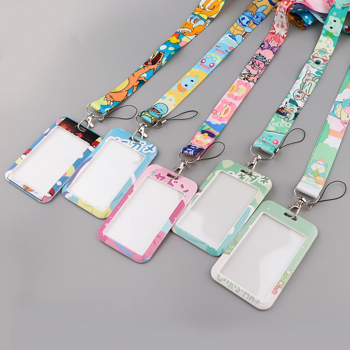 Cartoon Keychain Squirtle Neck Strap Bulbasaur Phone Chain Lanyard Keyrings For ID Card Badge Holder Anime Key Strap Accessories