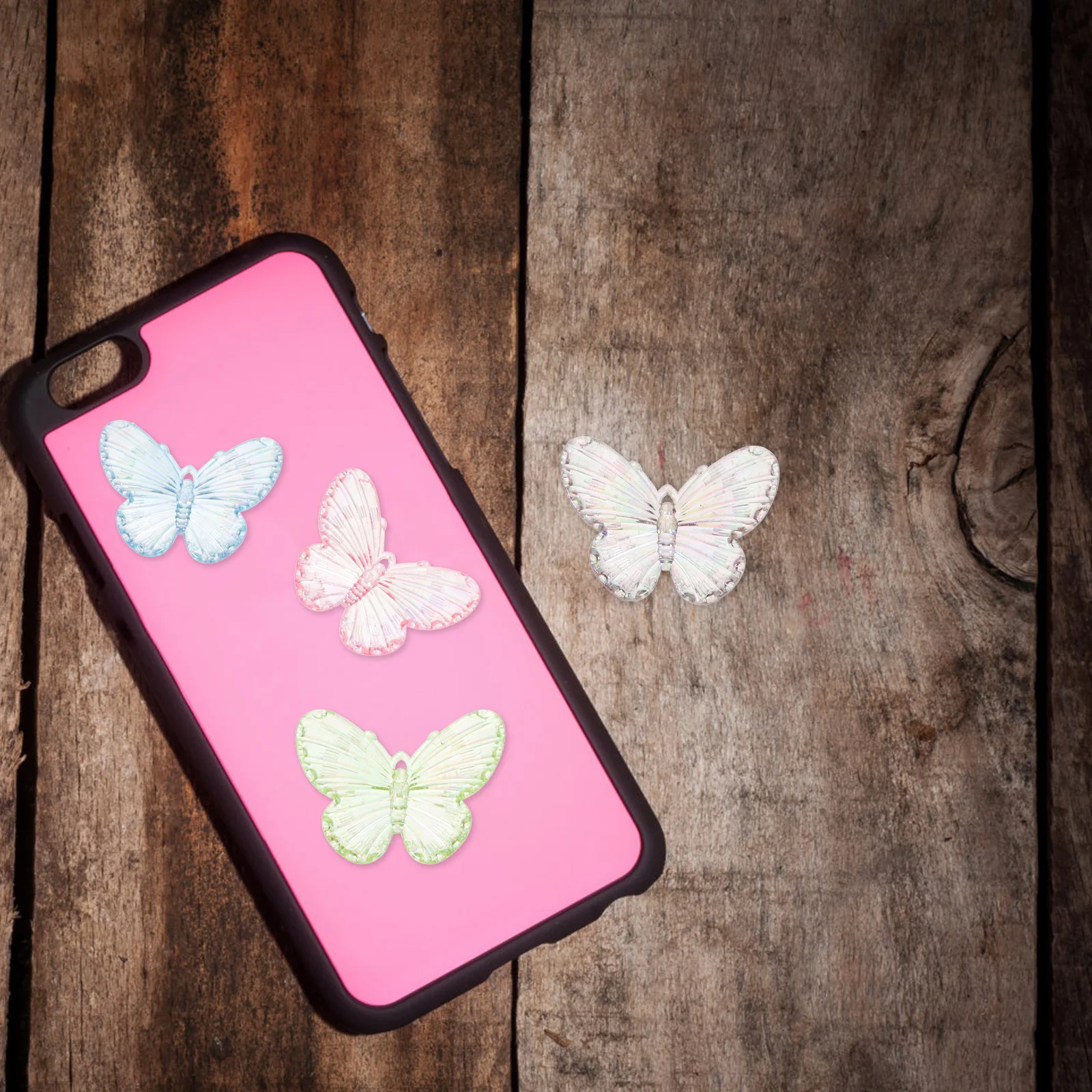 40個 電気メッキ蝶チャーム 樹脂 DIY クラフト用品 ミニチュア装飾蝶 電話ケース ヘアピン作成用