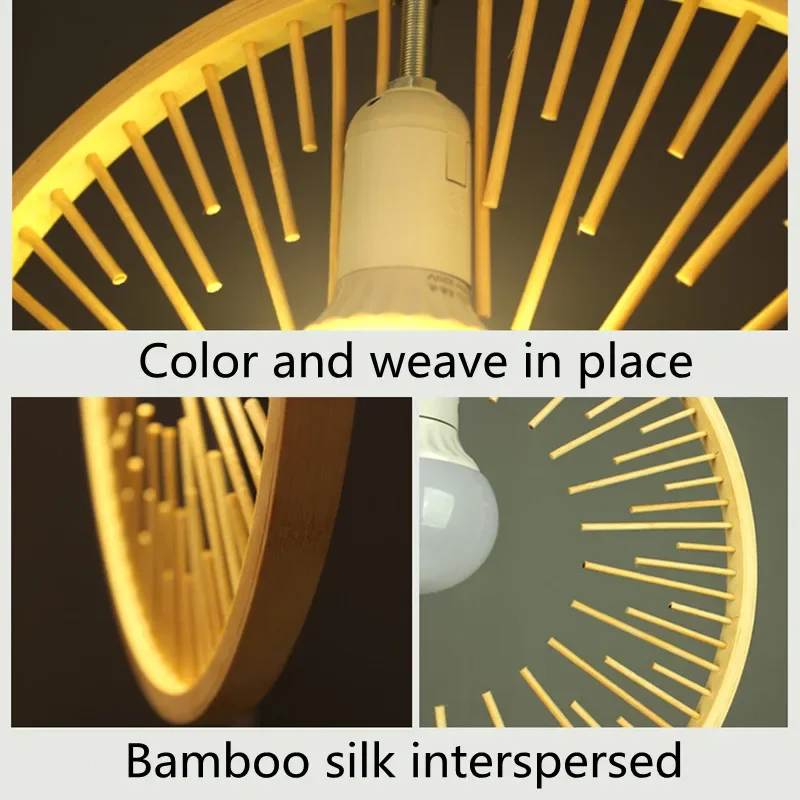 

Zen Tea-hourse Chinese Bamboo Pendant E27 for Restaurant Kitchen Balcony Garden Luminary Lamp D40 D50 D60CM