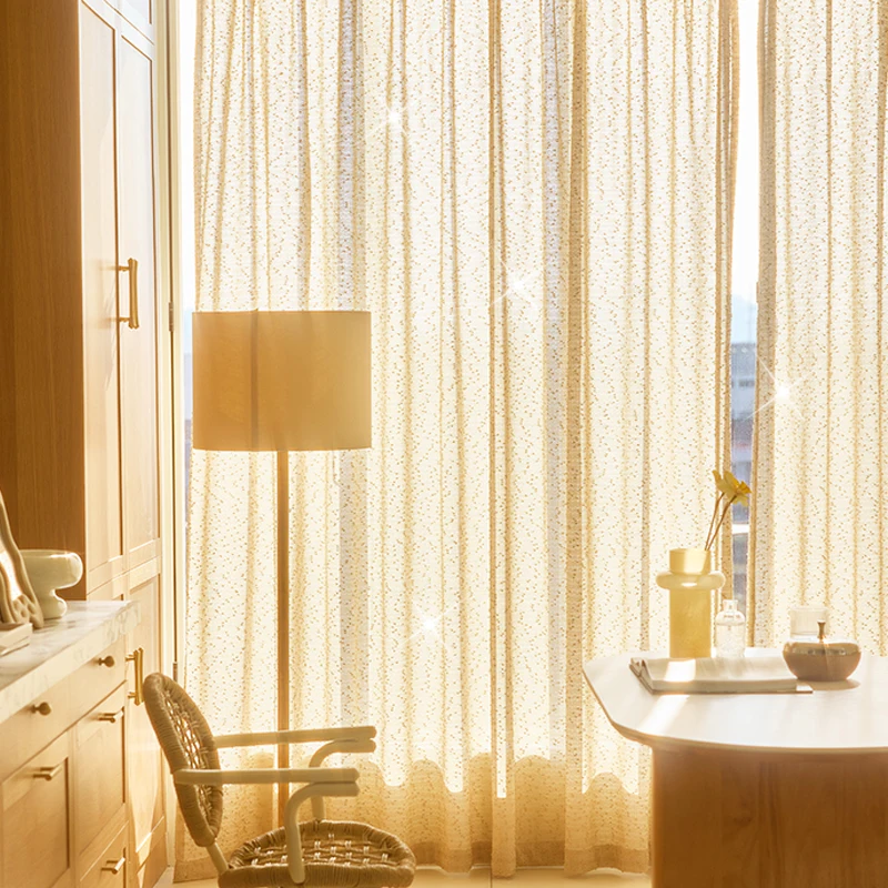 

Elegant Textured Sheer Curtain, Light Filtering Jacquard Window Drape for Living Room