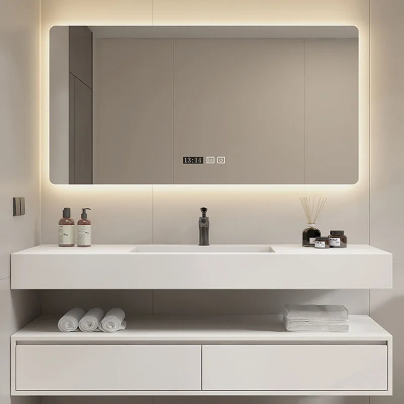 Mirror Modern Bathroom Cabinet Wall Mounted Black Space Saving Drawers Bathroom Vanity Storage Toilet Mueble Lavabo Decorative