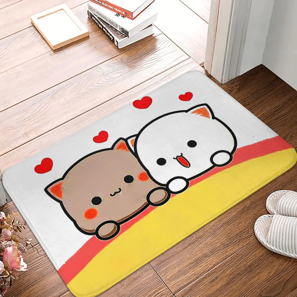 

Cat Cute Kawaii Animal Aniamls Bedroom Mat Peach And Goma Mochi Doormat Kitchen Carpet Outdoor Rug Home Decoration